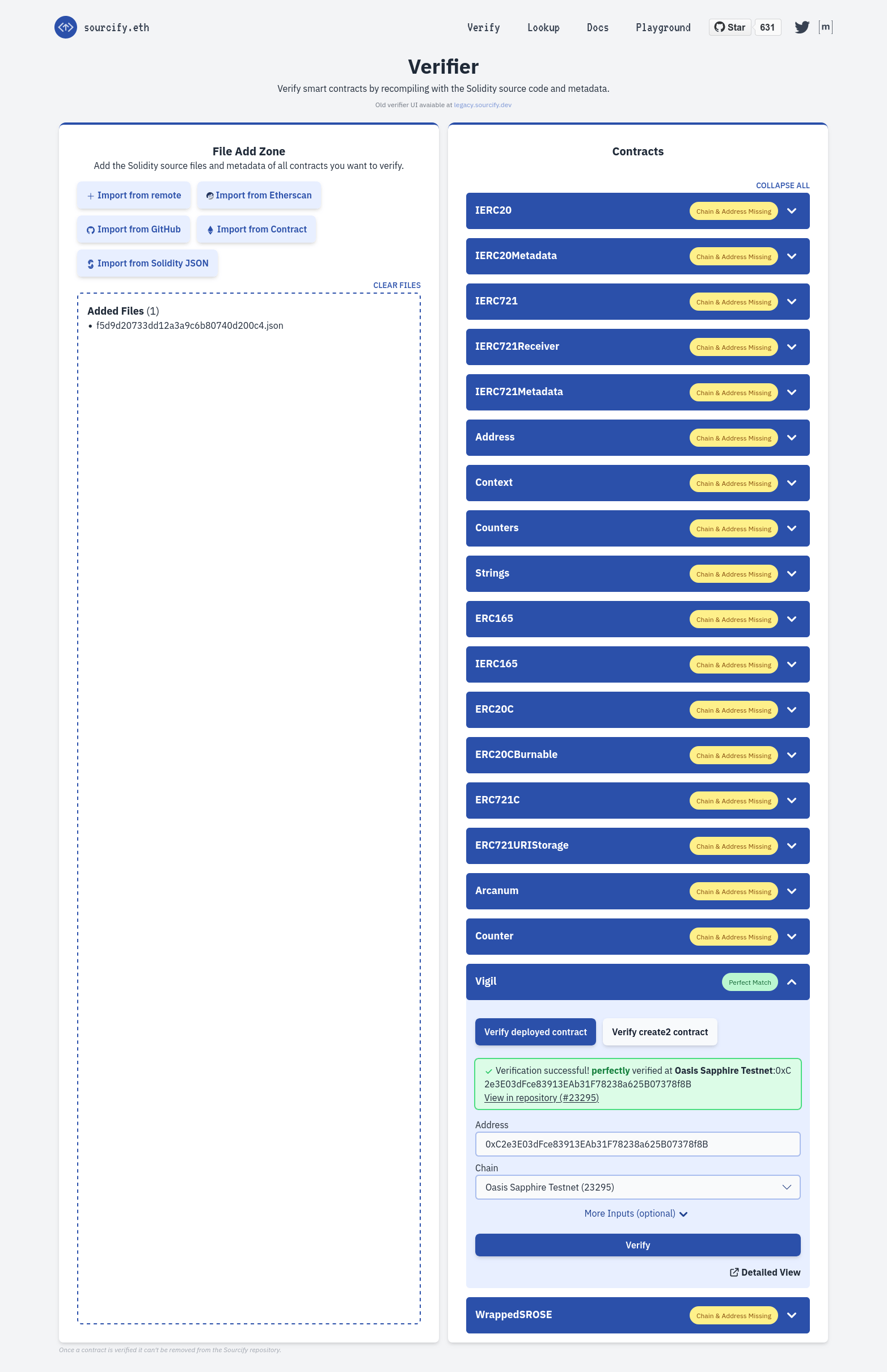 Sourcify: Verify contract